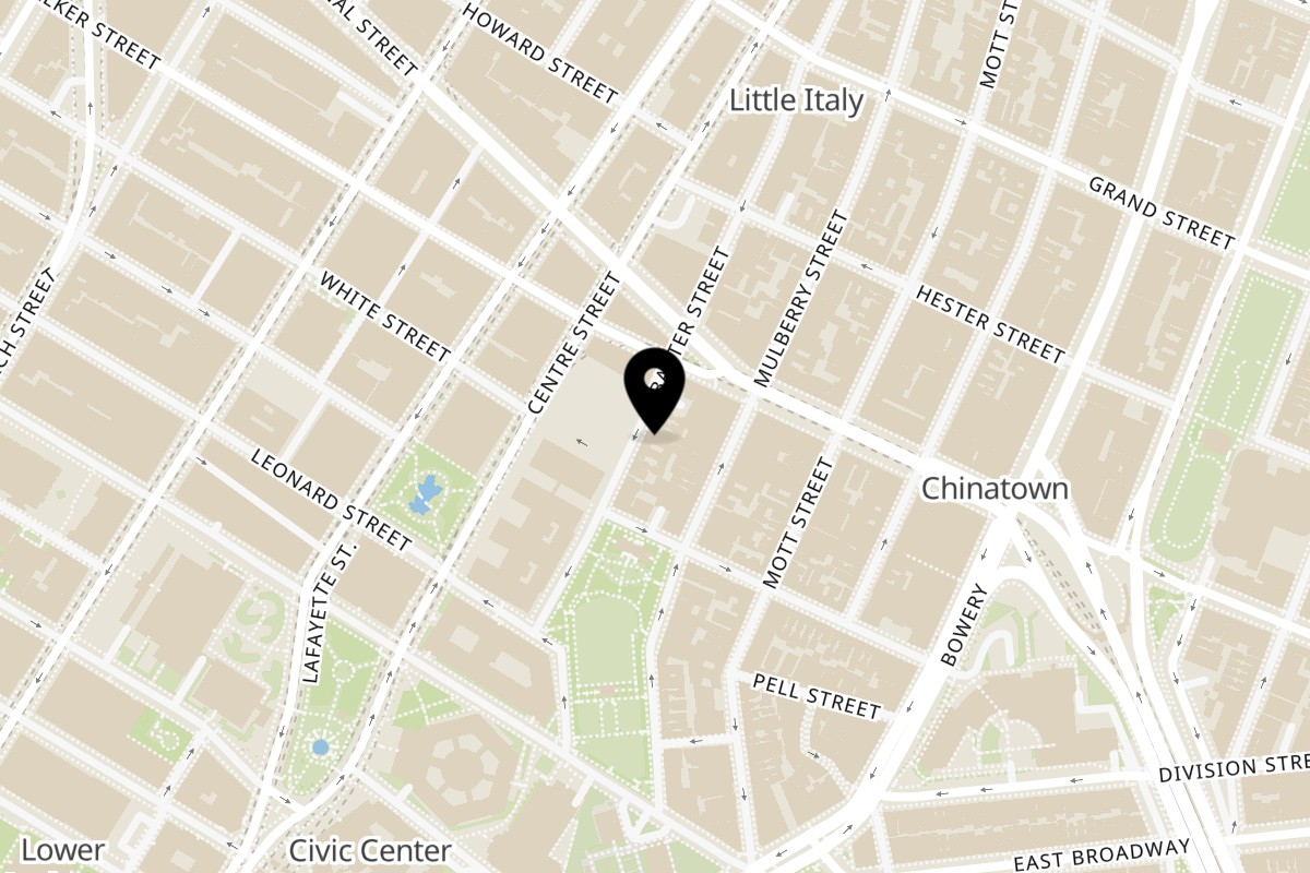 Map showing the location of Nha Trang One Restaurant on 87 Baxter St in New York